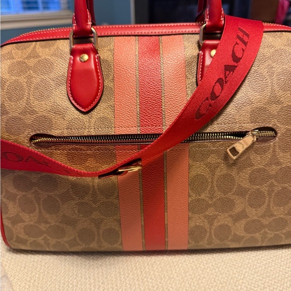 Rowan Large Satchel Bag In Signature Canvas With Stripe - Picture 3 of 7